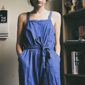 Denim Jumper (Wide Leg with Tie)